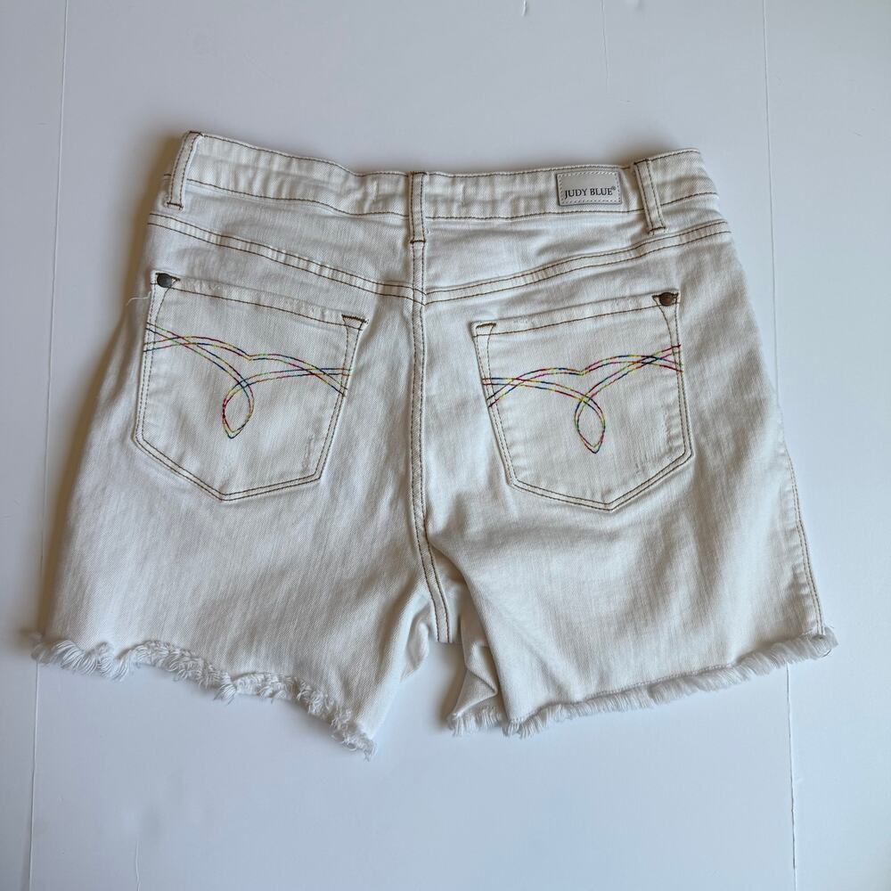 Judy Blue Adventureland Off White Denim Shorts Women's Large - Picture 10 of 14